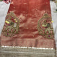Saree with Handcrafted Elephant Motif Embroidery & Sequined Border