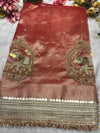 Saree with Handcrafted Elephant Motif Embroidery & Sequined Border