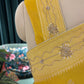 Mustard Yellow Embroidered Saree with Zari Border