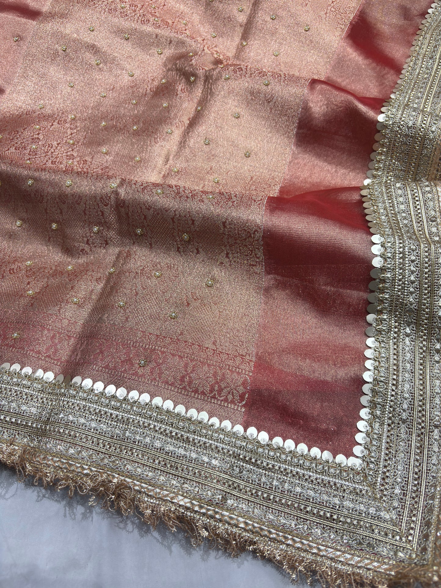 Saree with Handcrafted Elephant Motif Embroidery & Sequined Border