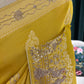 Mustard Yellow Embroidered Saree with Zari Border