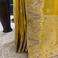 Mustard Yellow Embroidered Saree with Zari Border