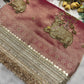 Handcrafted Nandi Motif Designer Saree with Zari Border & Sequin Work