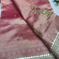 Handcrafted Nandi Motif Designer Saree with Zari Border & Sequin Work
