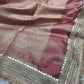 Handcrafted Nandi Motif Designer Saree with Zari Border & Sequin Work