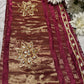 Royal Magenta Banarasi Style Saree with Golden Zari Floral Motifs