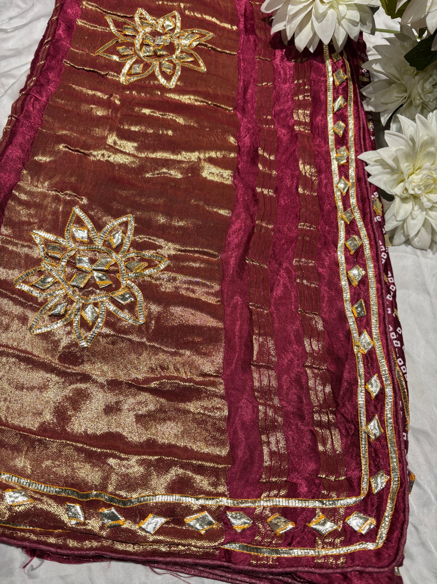Royal Magenta Banarasi Style Saree with Golden Zari Floral Motifs