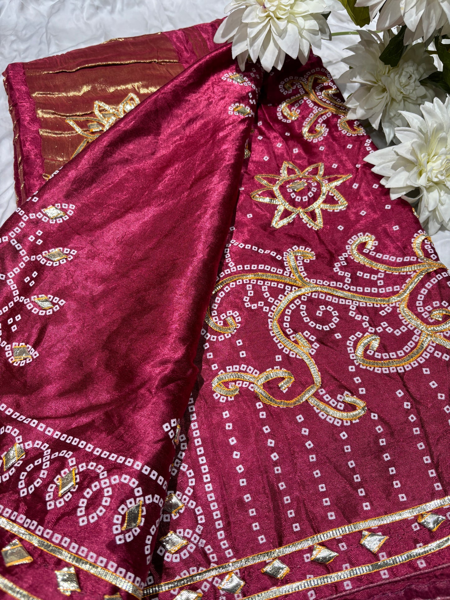 Royal Magenta Banarasi Style Saree with Golden Zari Floral Motifs