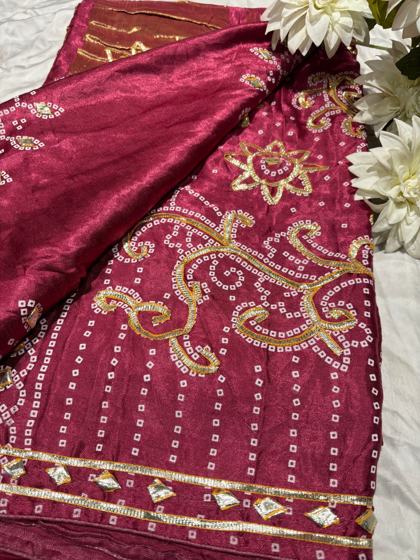 Royal Magenta Banarasi Style Saree with Golden Zari Floral Motifs