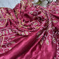 Royal Magenta Banarasi Style Saree with Golden Zari Floral Motifs
