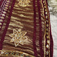 Elegant Maroon Banarasi Style Saree with Golden Zari Floral Weaving