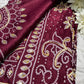 Elegant Maroon Banarasi Style Saree with Golden Zari Floral Weaving