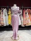 Blush Pink Shimmer Drape Saree with Hand-Embellished Designer Blouse