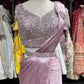 Blush Pink Shimmer Drape Saree with Hand-Embellished Designer Blouse