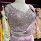 Blush Pink Shimmer Drape Saree with Hand-Embellished Designer Blouse
