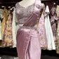 Blush Pink Shimmer Drape Saree with Hand-Embellished Designer Blouse