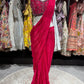 Fuchsia Pink Designer Drape Saree with Mirror Embellished Blouse