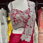 Ruby Pink Designer Drape Saree with Silver Floral Embroidered Blouse