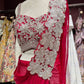 Ruby Pink Designer Drape Saree with Silver Floral Embroidered Blouse
