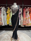 Classic Black Designer Saree with Hand-Embellished Sequin Blouse