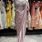 Dusty Rose Shimmer Drape Saree with Hand-Embroidered Designer Blouse