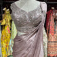 Dusty Rose Shimmer Drape Saree with Hand-Embroidered Designer Blouse