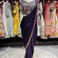 Royal Purple Designer Drape Saree with Hand-Embellished Sequin Blouse