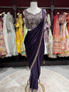 Royal Purple Designer Drape Saree with Hand-Embellished Sequin Blouse