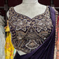 Royal Purple Designer Drape Saree with Hand-Embellished Sequin Blouse