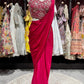 Hot Pink Designer Drape Saree with Heavily Embellished Crystal Work Blouse