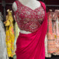 Hot Pink Designer Drape Saree with Heavily Embellished Crystal Work Blouse