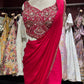 Hot Pink Designer Drape Saree with Heavily Embellished Crystal Work Blouse