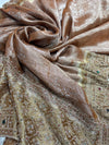Premium Brown Silk Saree with Heavy Pearl & Stone Embroidered Border