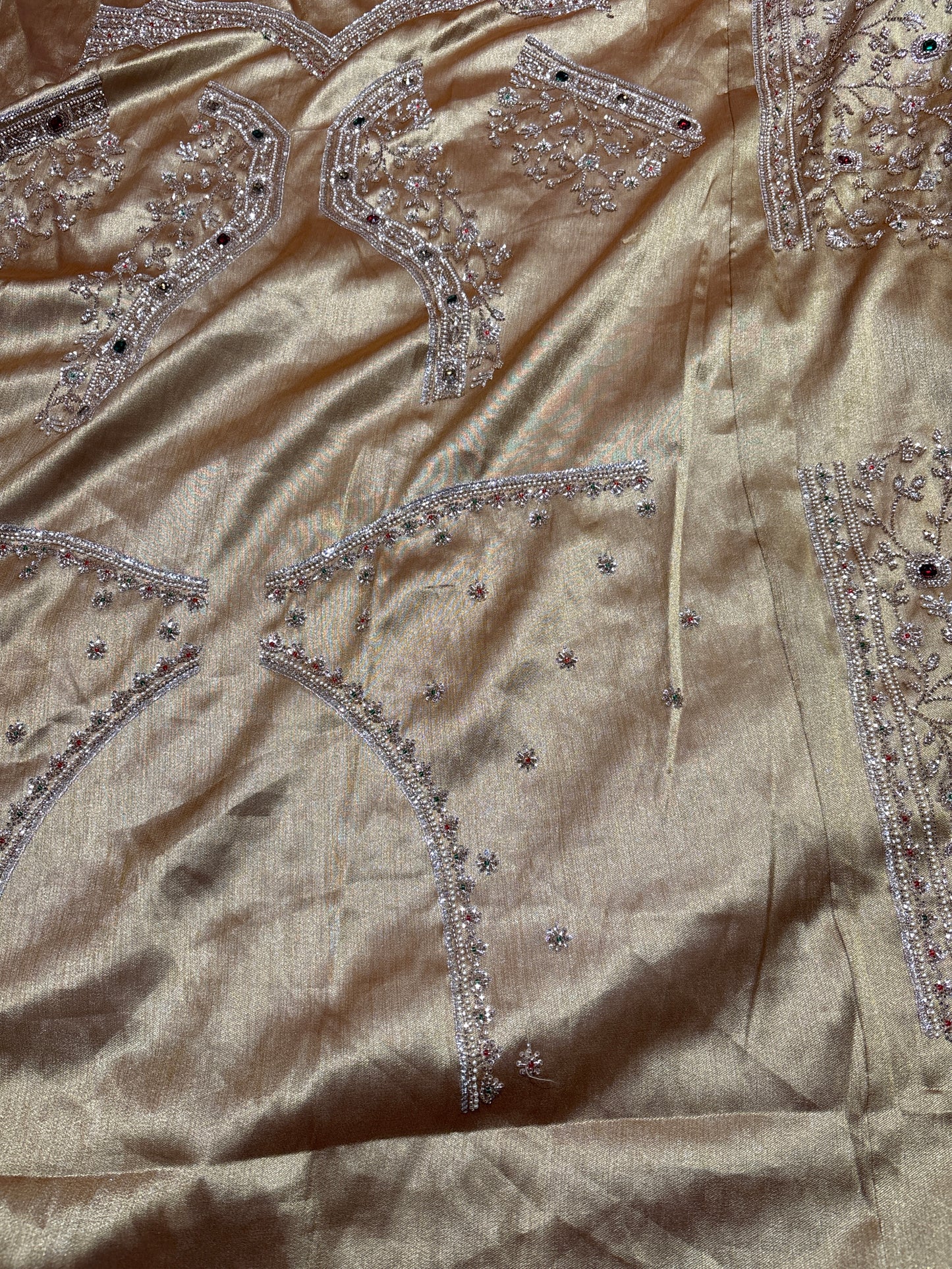 Premium Brown Silk Saree with Heavy Pearl & Stone Embroidered Border