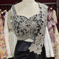 Black Designer Drape Saree with Silver Floral Embroidered Blouse