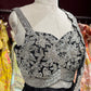 Black Designer Drape Saree with Silver Floral Embroidered Blouse