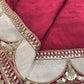 Wine Designer Saree with Sequin Embroidered Border & Floral Handwork
