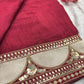 Wine Designer Saree with Sequin Embroidered Border & Floral Handwork