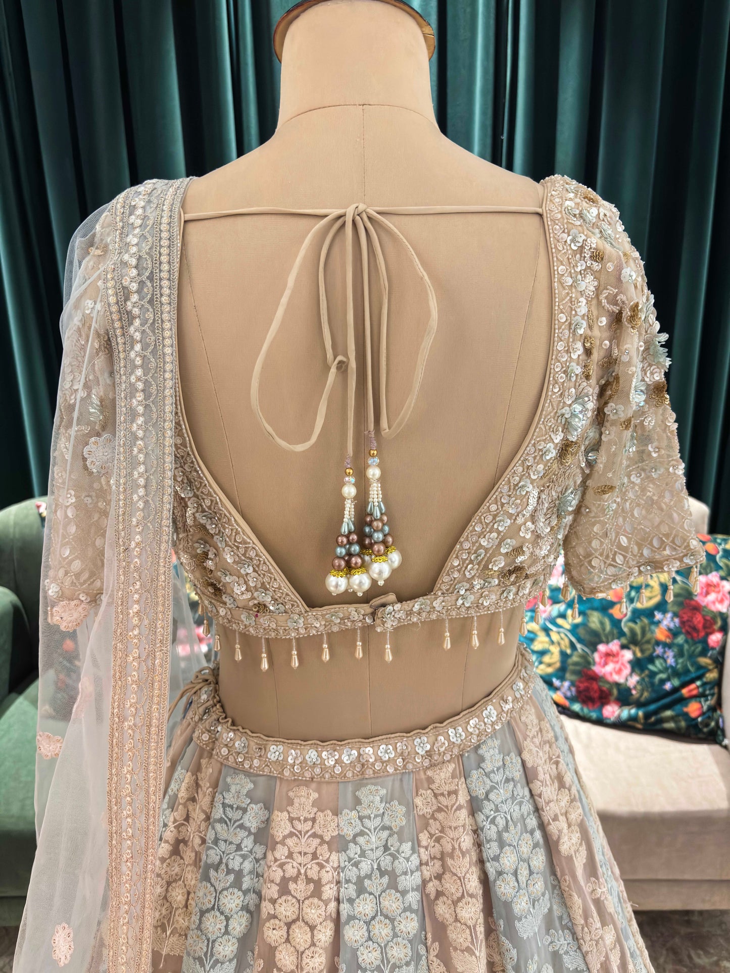 Graceful Lehenga with Sequin Adornments & Sheer Dupatta