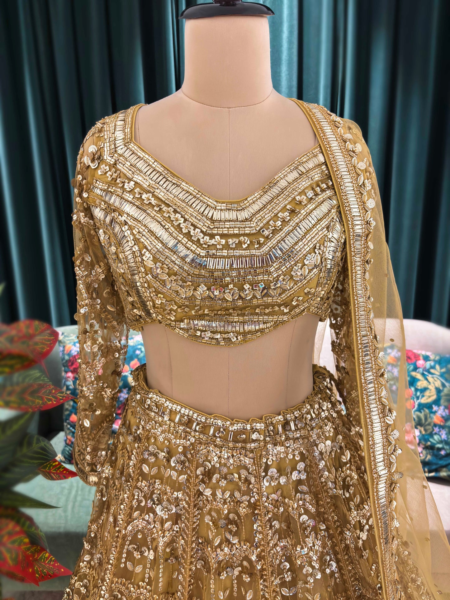 Regal Sunehri Grand Lehenga With Luxe Mirror Embellishment