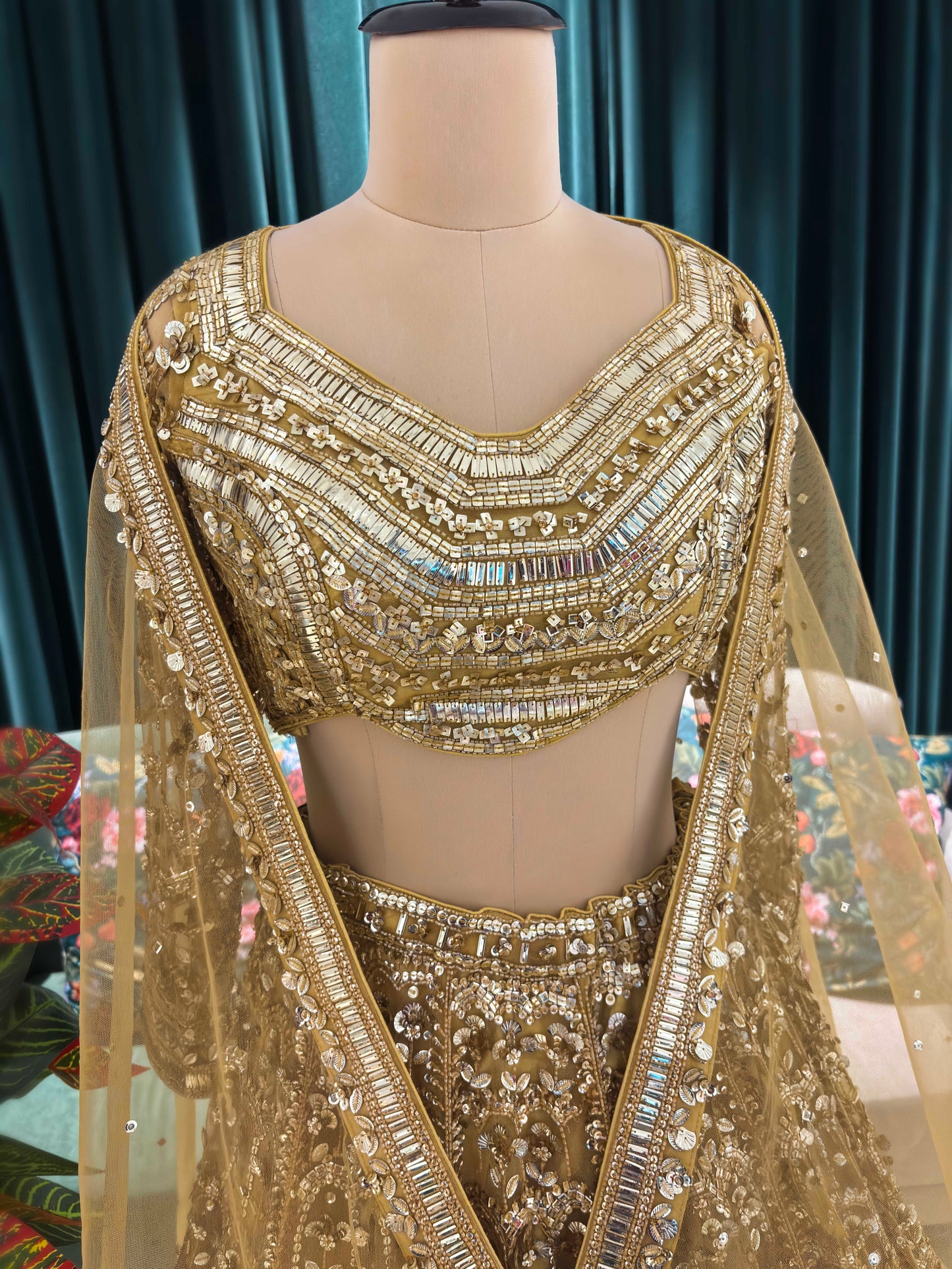 Regal Sunehri Grand Lehenga With Luxe Mirror Embellishment