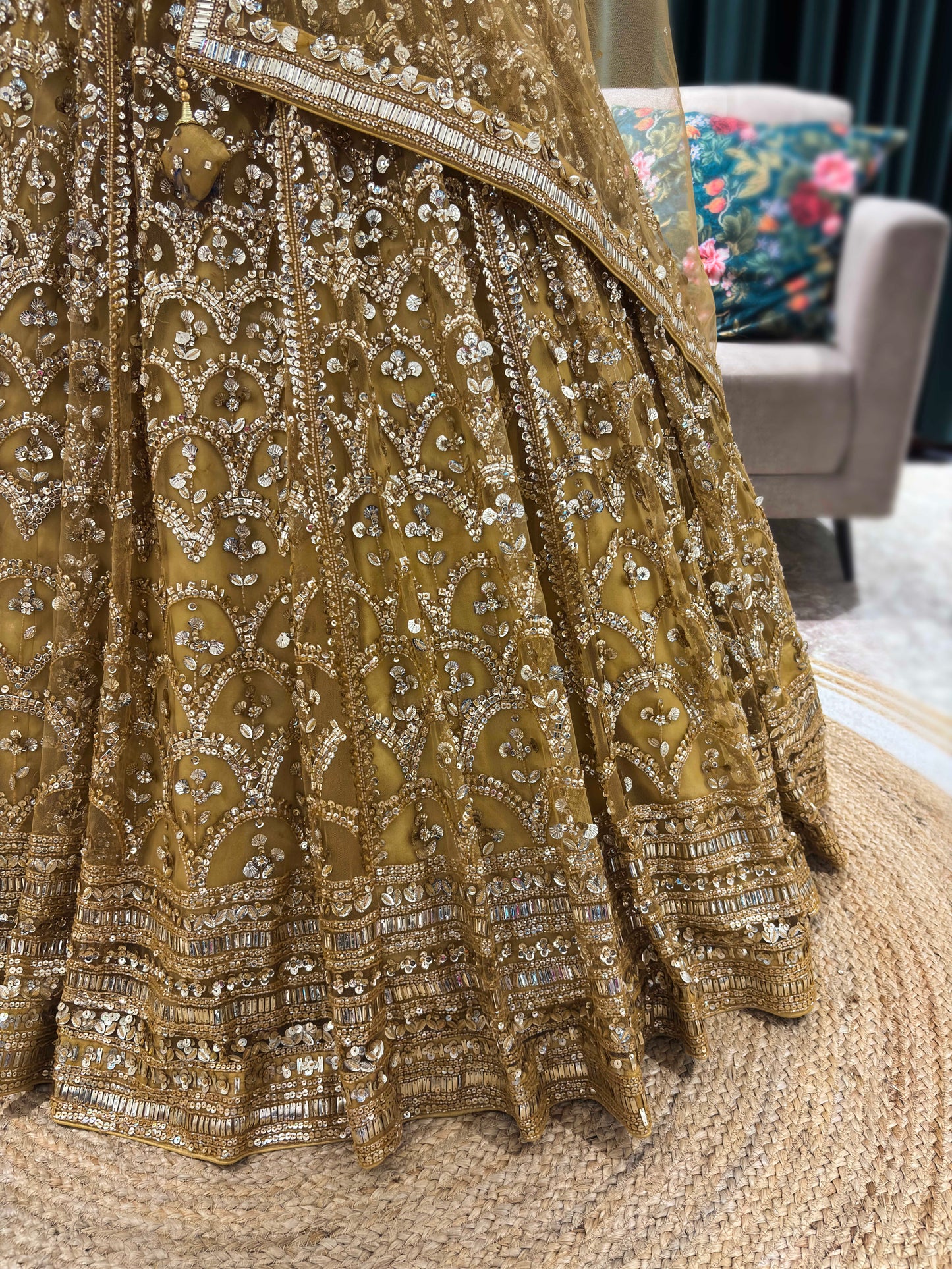 Regal Sunehri Grand Lehenga With Luxe Mirror Embellishment