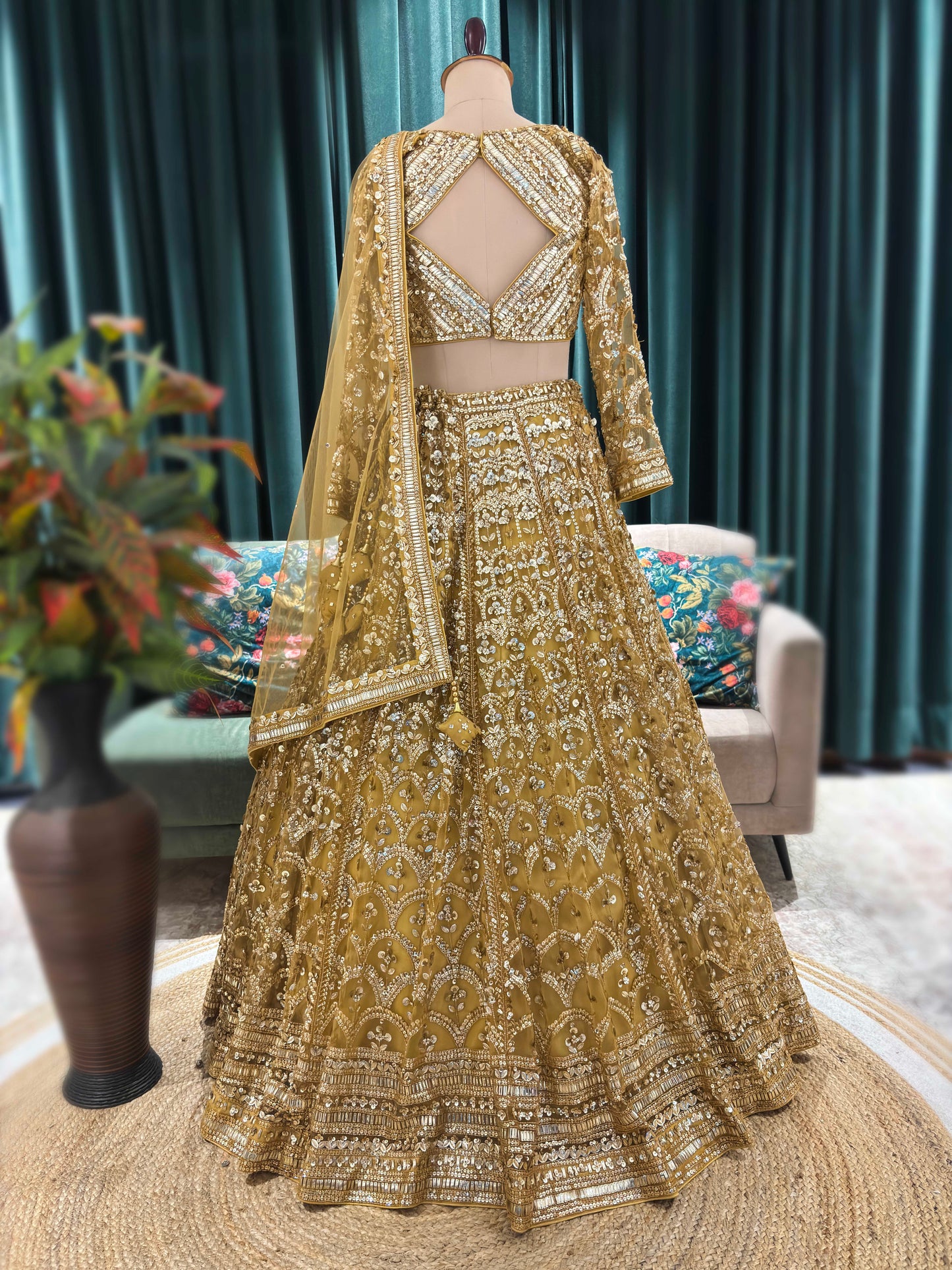 Regal Sunehri Grand Lehenga With Luxe Mirror Embellishment