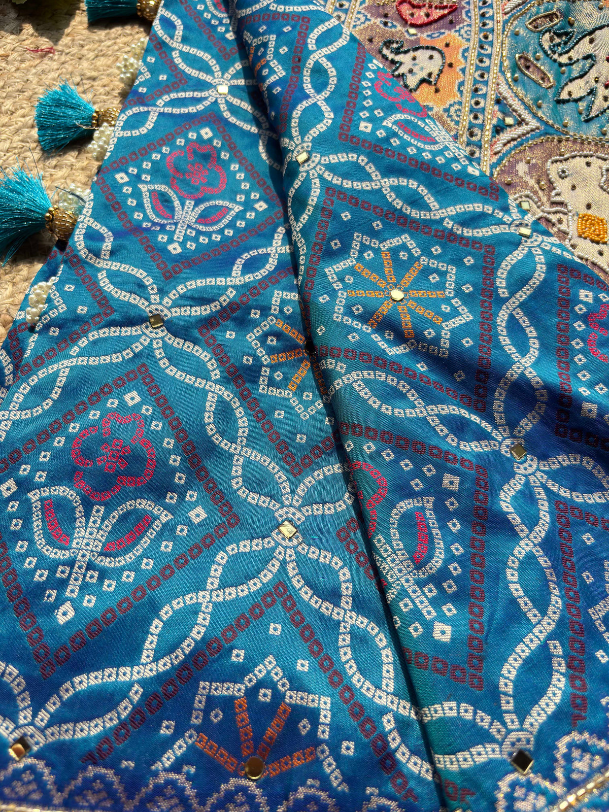 Royal Teal Blue Designer Saree with Multicolor Paisley Embroidery Work