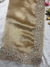 Luxury Golden Saree with Heavy Hand Embroidery Border