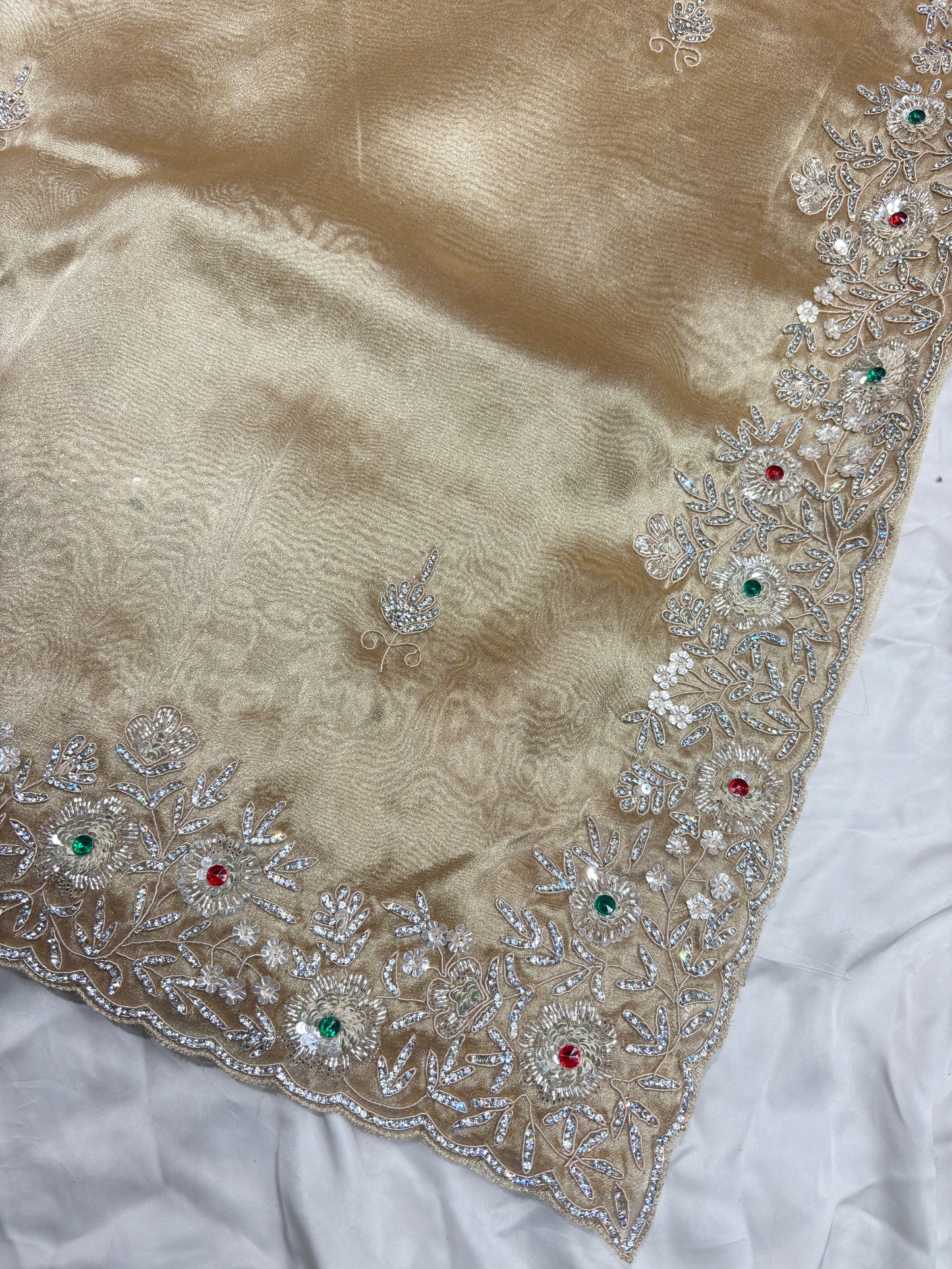 Luxury Golden Saree with Heavy Hand Embroidery Border