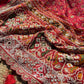 Royal Red Patola-Inspired Designer Saree with Intricate Beadwork, Traditional Motifs and Scalloped Lace Border