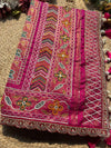 Royal Rani Pink Designer Saree with Floral Embroidery Work