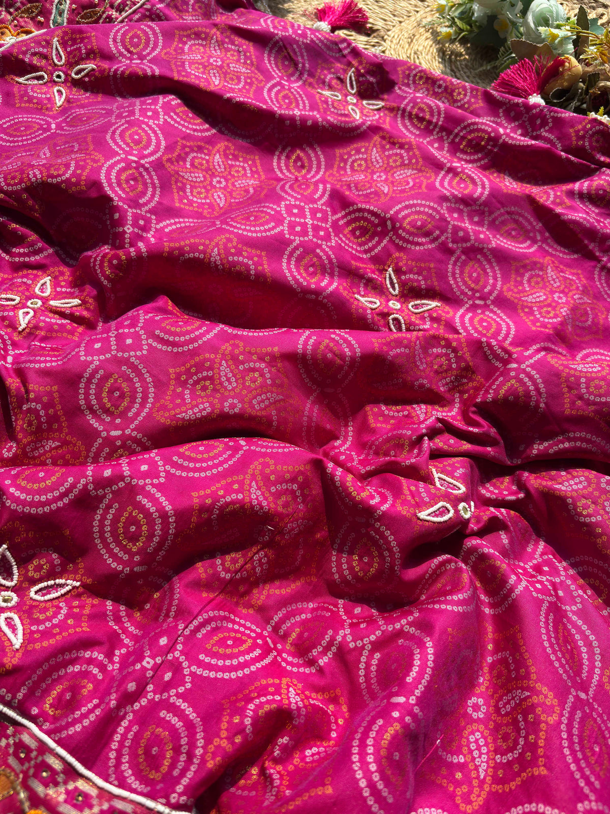 Royal Rani Pink Designer Saree with Floral Embroidery Work