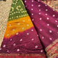 Royal Wine Maroon Designer Saree with Rich Golden Zari Border, Floral Mirror Work, Pearl Beadwork and Traditional Embroidery